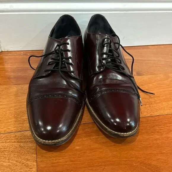 Cole Haan Mens Cap Toe C10840 Burgundy Leather Lace-up Oxfords Madison SZ 10.5M - Picture 1 of 15